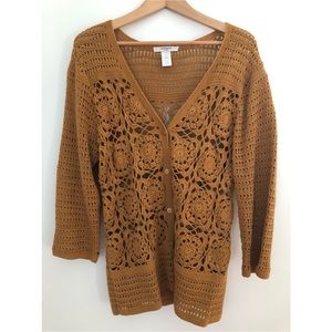 Liz Claiborne Mustard Crochet Cardigan Size Small